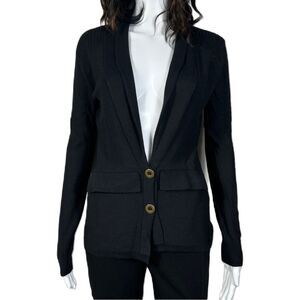 Central Park West Womens Cardigan Black Front Button Sweater Size XS